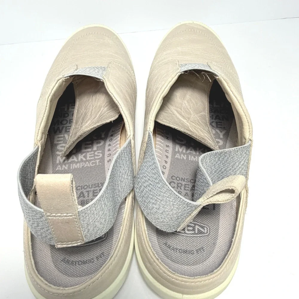 Keen Lorelai II Slip-On Leather Shoes Beige Slingback Flats Womens 10.5 1024939